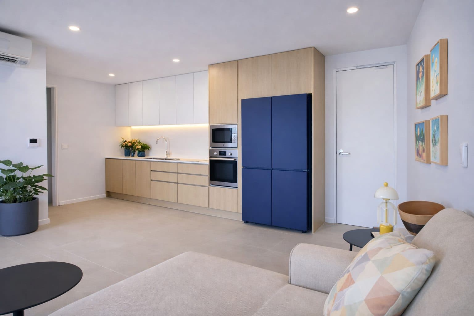 Kitchen — ILVE oven, stone benchtops, timber cabinetry and Samsung Bespoke fridge